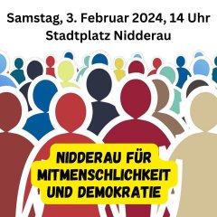 Unterstützung der Kundgebung für Mitmenschlichkeit und Demokratie in Nidderau im Februar 2024